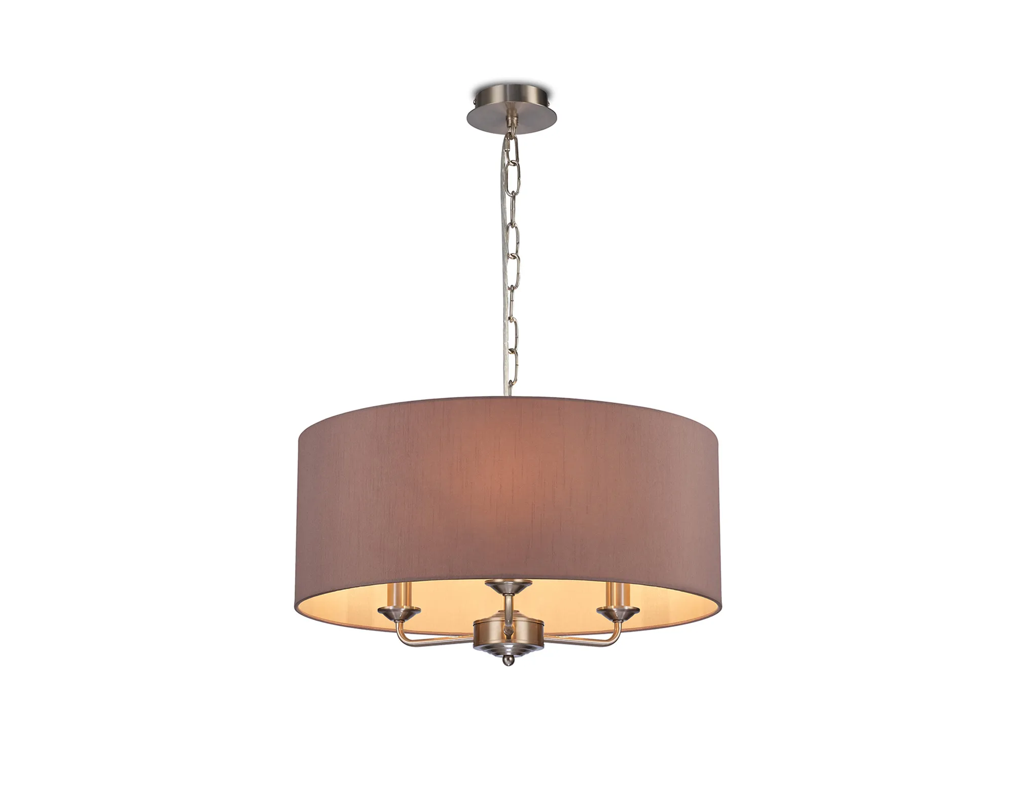 DK0078  Banyan 50cm 3 Light Pendant Satin Nickel; Taupe/Halo Gold